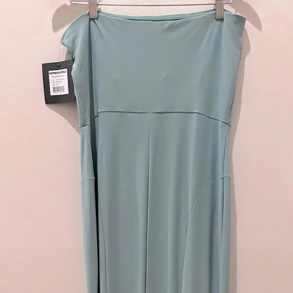 Norma Kamali Strapless Fishtail Midi Dress in Vintage Mint sz L - Picture 9 of 14